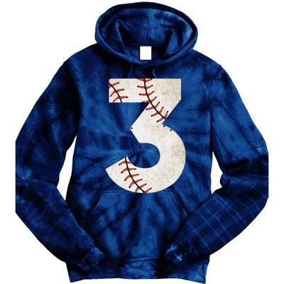 3rd Birthday Baseball Big Number Three 3 Year Old Tie Dye Hoodie