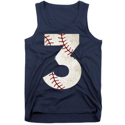 3rd Birthday Baseball Big Number Three 3 Year Old Tank Top