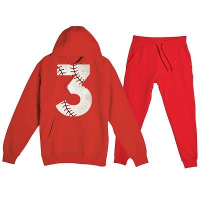 3rd Birthday Baseball Big Number Three 3 Year Old Premium Hooded Sweatsuit Set