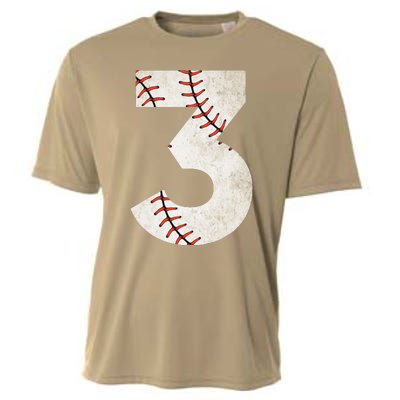 3rd Birthday Baseball Big Number Three 3 Year Old Cooling Performance Crew T-Shirt