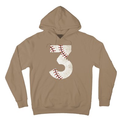 3rd Birthday Baseball Big Number Three 3 Year Old Hoodie