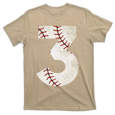 3rd Birthday Baseball Big Number Three 3 Year Old T-Shirt