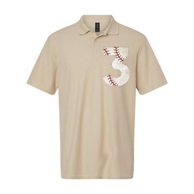 3rd Birthday Baseball Big Number Three 3 Year Old Softstyle Adult Sport Polo