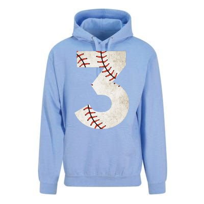 3rd Birthday Baseball Big Number Three 3 Year Old Unisex Surf Hoodie