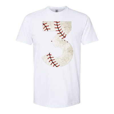 3rd Birthday Baseball Big Number Three 3 Year Old Softstyle CVC T-Shirt