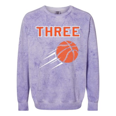  3rd Birthday Basketball Party Jersey 3 Years Old Colorblast Crewneck Sweatshirt