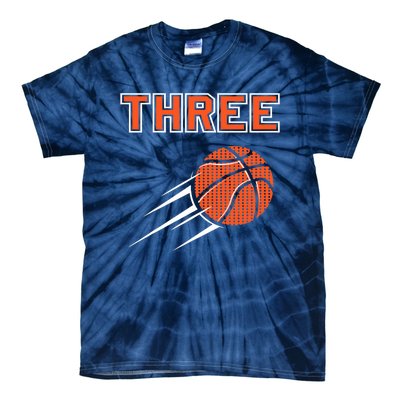  3rd Birthday Basketball Party Jersey 3 Years Old Tie-Dye T-Shirt