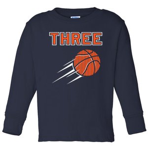  3rd Birthday Basketball Party Jersey 3 Years Old Toddler Long Sleeve Shirt