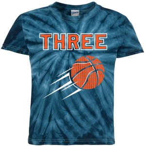  3rd Birthday Basketball Party Jersey 3 Years Old Kids Tie-Dye T-Shirt