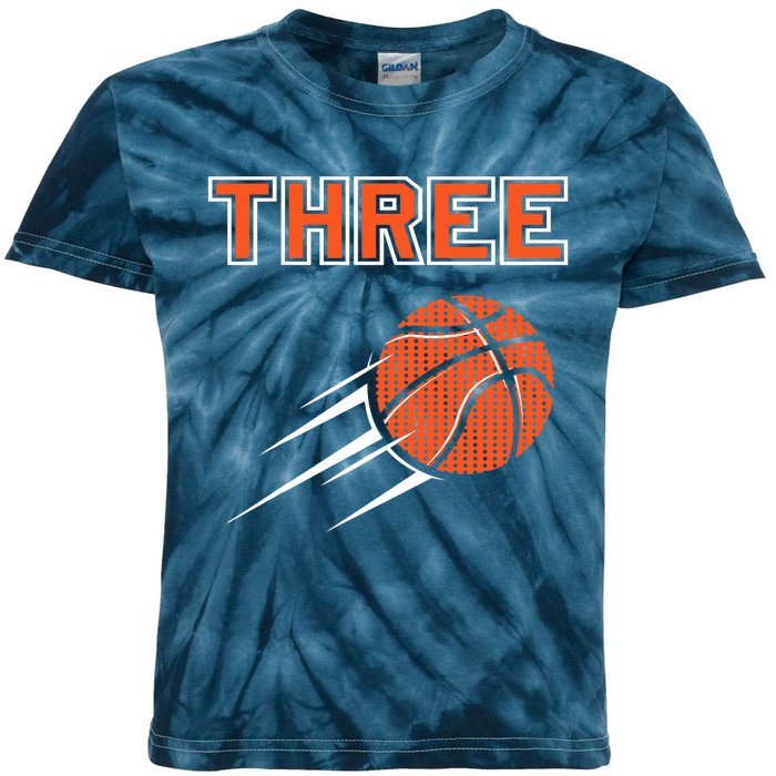  3rd Birthday Basketball Party Jersey 3 Years Old Kids Tie-Dye T-Shirt