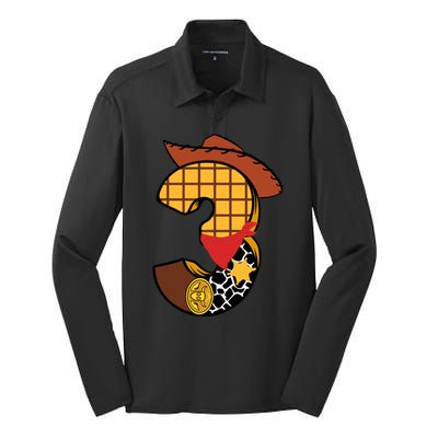 3rd Birthday Cowboy Silk Touch Performance Long Sleeve Polo