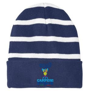 3 Bastoni Campioni DItalia Napoli Tifosi Napoletani 1926 Striped Beanie with Solid Band