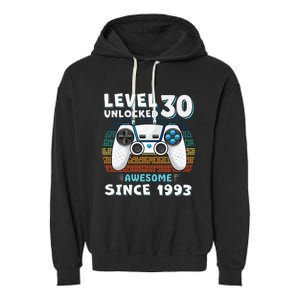 30 Birthday Decorations Gamer Men Video 1993 30th Birthday Garment-Dyed Fleece Hoodie