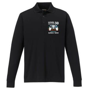 30 Birthday Decorations Gamer Men Video 1993 30th Birthday Performance Long Sleeve Polo