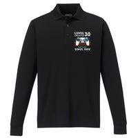 30 Birthday Decorations Gamer Men Video 1993 30th Birthday Performance Long Sleeve Polo