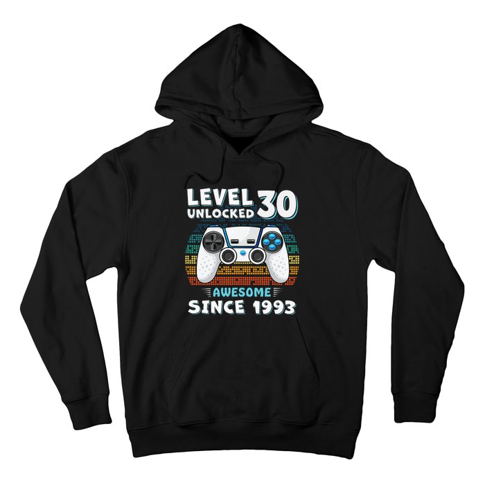 30 Birthday Decorations Gamer Men Video 1993 30th Birthday Hoodie