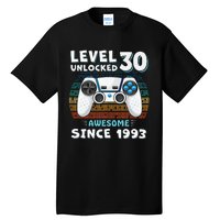 30 Birthday Decorations Gamer Men Video 1993 30th Birthday Tall T-Shirt