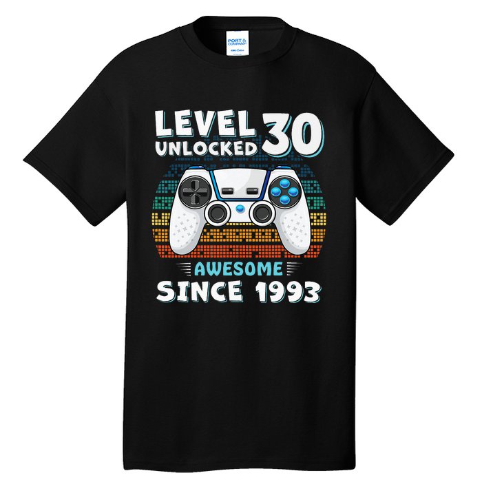 30 Birthday Decorations Gamer Men Video 1993 30th Birthday Tall T-Shirt