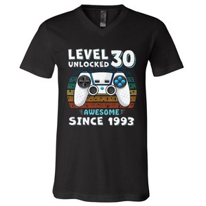 30 Birthday Decorations Gamer Men Video 1993 30th Birthday V-Neck T-Shirt