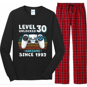 30 Birthday Decorations Gamer Men Video 1993 30th Birthday Long Sleeve Pajama Set