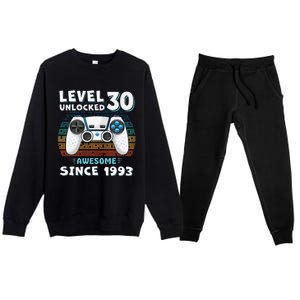 30 Birthday Decorations Gamer Men Video 1993 30th Birthday Premium Crewneck Sweatsuit Set