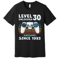 30 Birthday Decorations Gamer Men Video 1993 30th Birthday Premium T-Shirt