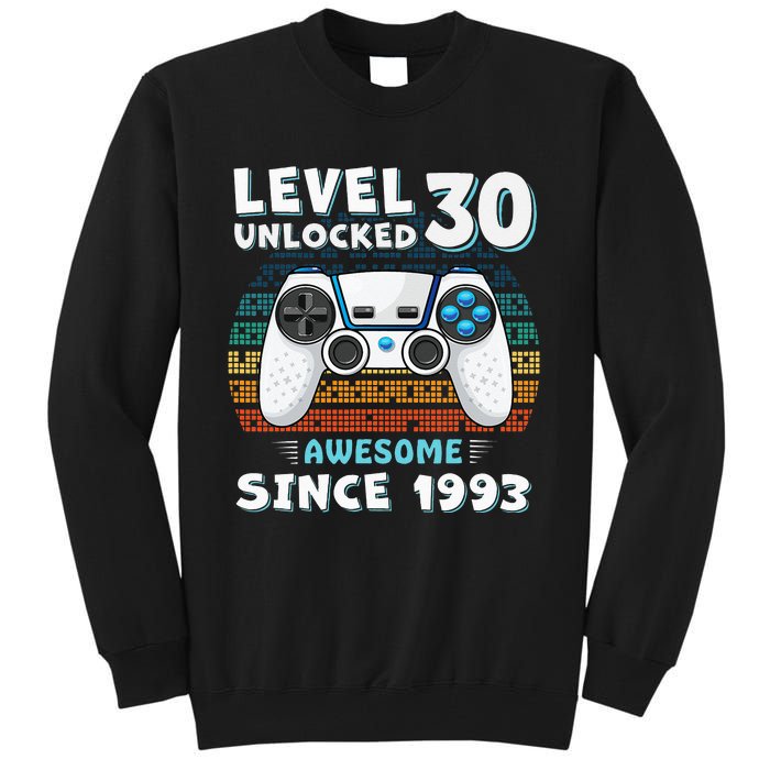 30 Birthday Decorations Gamer Men Video 1993 30th Birthday Tall Sweatshirt