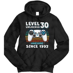 30 Birthday Decorations Gamer Men Video 1993 30th Birthday Tie Dye Hoodie