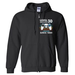 30 Birthday Decorations Gamer Men Video 1993 30th Birthday Full Zip Hoodie