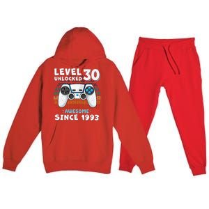 30 Birthday Decorations Gamer Men Video 1993 30th Birthday Premium Hooded Sweatsuit Set