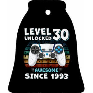 30 Birthday Decorations Gamer Men Video 1993 30th Birthday Ceramic Bell Ornament