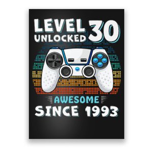 30 Birthday Decorations Gamer Men Video 1993 30th Birthday Poster