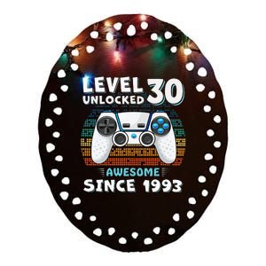 30 Birthday Decorations Gamer Men Video 1993 30th Birthday Ceramic Oval Ornament