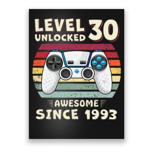 30 Birthday Decorations Gamer Men Video 1993 30th Birthday Poster