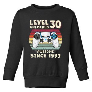 30 Birthday Decorations Gamer Men Video 1993 30th Birthday Toddler Sweatshirt