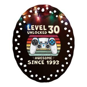 30 Birthday Decorations Gamer Men Video 1993 30th Birthday Ceramic Oval Ornament