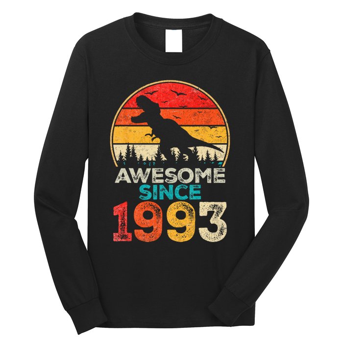 30th Birthday Dinosaur 30 Year Old Awesome Since 1993 Gift Long Sleeve Shirt