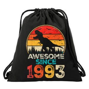 30th Birthday Dinosaur 30 Year Old Awesome Since 1993 Gift Drawstring Bag