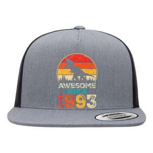 30th Birthday Dinosaur 30 Year Old Awesome Since 1993 Gift Flat Bill Trucker Hat