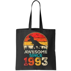 30th Birthday Dinosaur 30 Year Old Awesome Since 1993 Gift Tote Bag