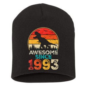 30th Birthday Dinosaur 30 Year Old Awesome Since 1993 Gift Short Acrylic Beanie