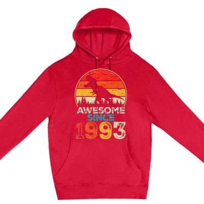 30th Birthday Dinosaur 30 Year Old Awesome Since 1993 Gift Premium Pullover Hoodie