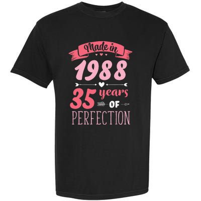 35 Birthday Decorations Women Female 35th BDay 1988 Birthday Garment-Dyed Heavyweight T-Shirt