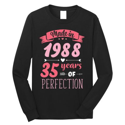 35 Birthday Decorations Women Female 35th BDay 1988 Birthday Long Sleeve Shirt