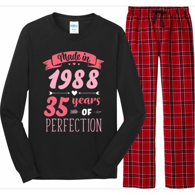 35 Birthday Decorations Women Female 35th BDay 1988 Birthday Long Sleeve Pajama Set