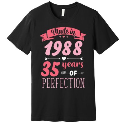 35 Birthday Decorations Women Female 35th BDay 1988 Birthday Premium T-Shirt