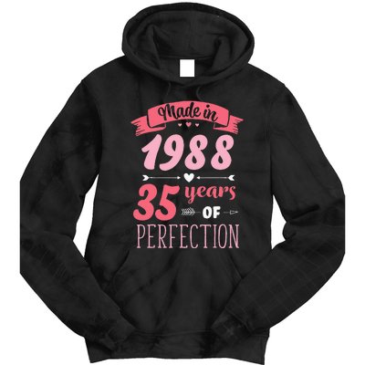 35 Birthday Decorations Women Female 35th BDay 1988 Birthday Tie Dye Hoodie