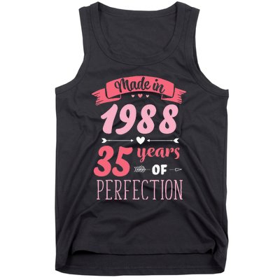 35 Birthday Decorations Women Female 35th BDay 1988 Birthday Tank Top