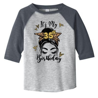 35th Birthday Decorations Girl Messy Bun 35 Years Old Bday Toddler Fine Jersey T-Shirt