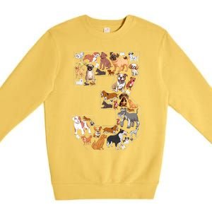 3rd Birthday Dog Lovers 3 Year Old Party Premium Crewneck Sweatshirt